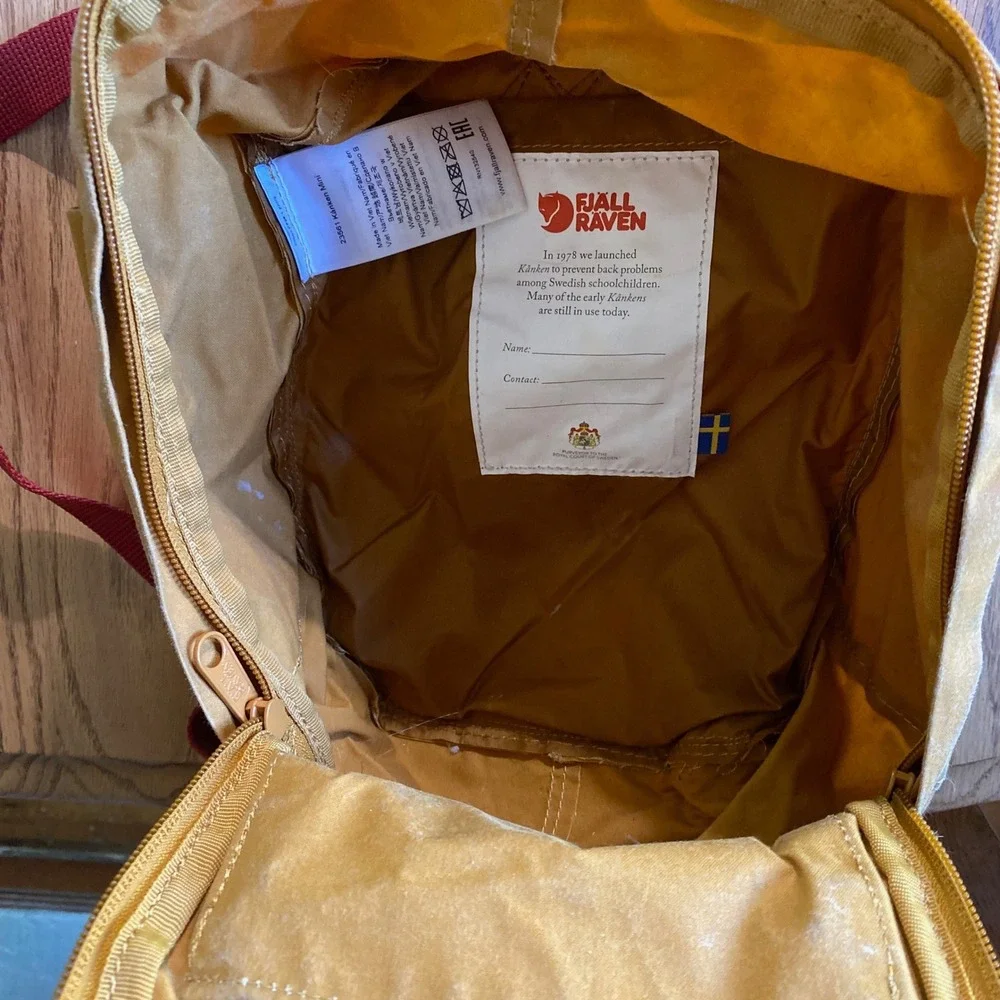 Fjallraven Kanken Mini Backpack Unisex OS Yellow Ox Red Vinylon F Canvas Bag